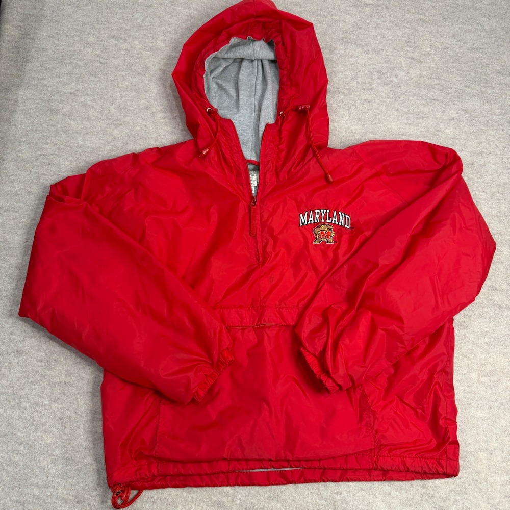 Steve and Barrys Maryland Terrapins Windbreaker Red Quarter Zip Jacket Mens XL
